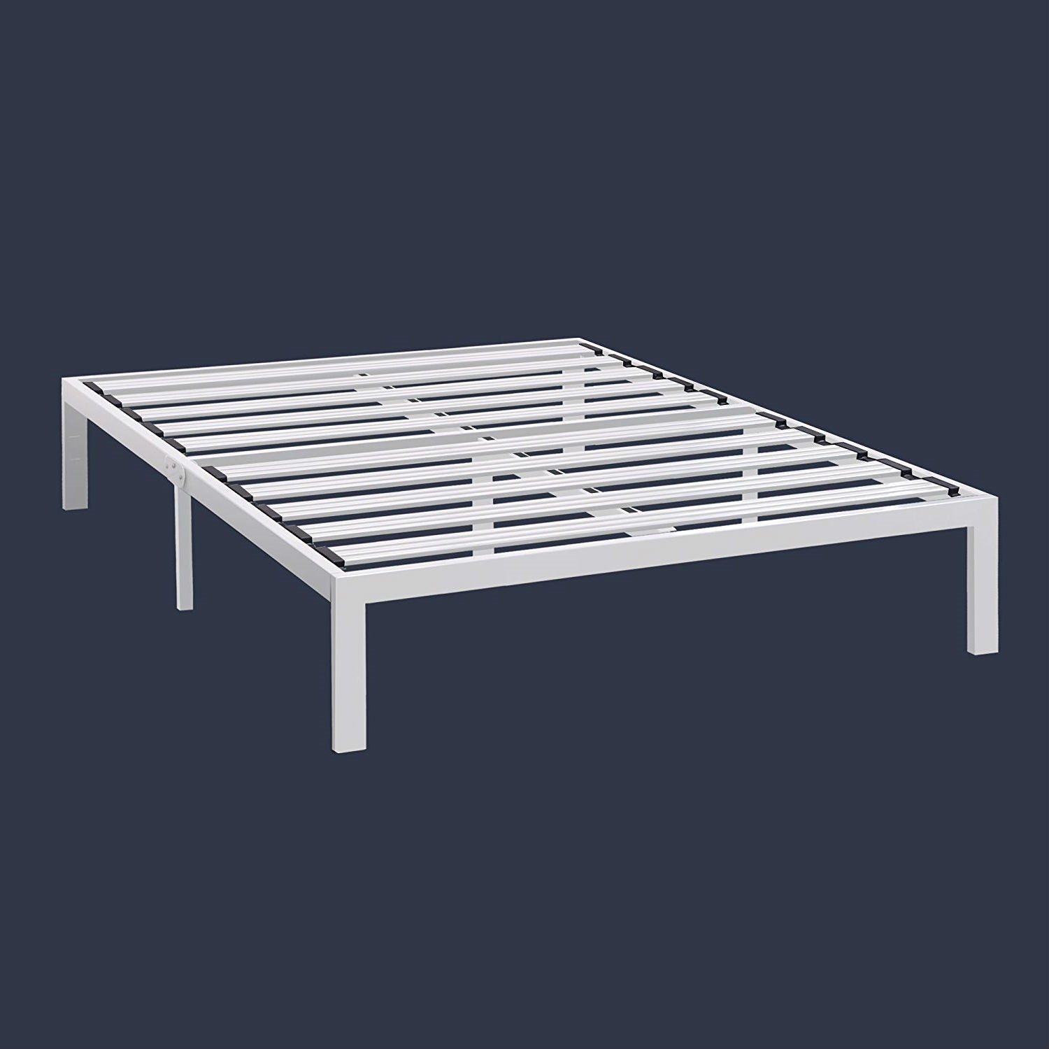 Full size Heavy Duty Metal Platform Bed Frame in White-1