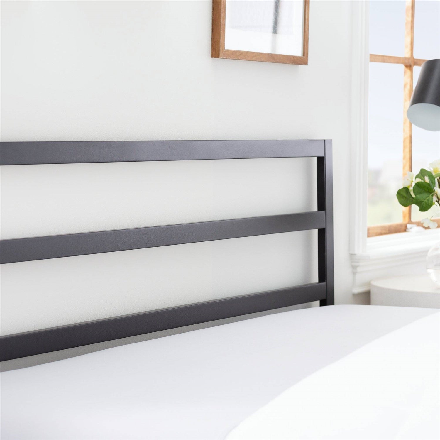 Full size Modern Headboard in Matte Black Metal Finish-3