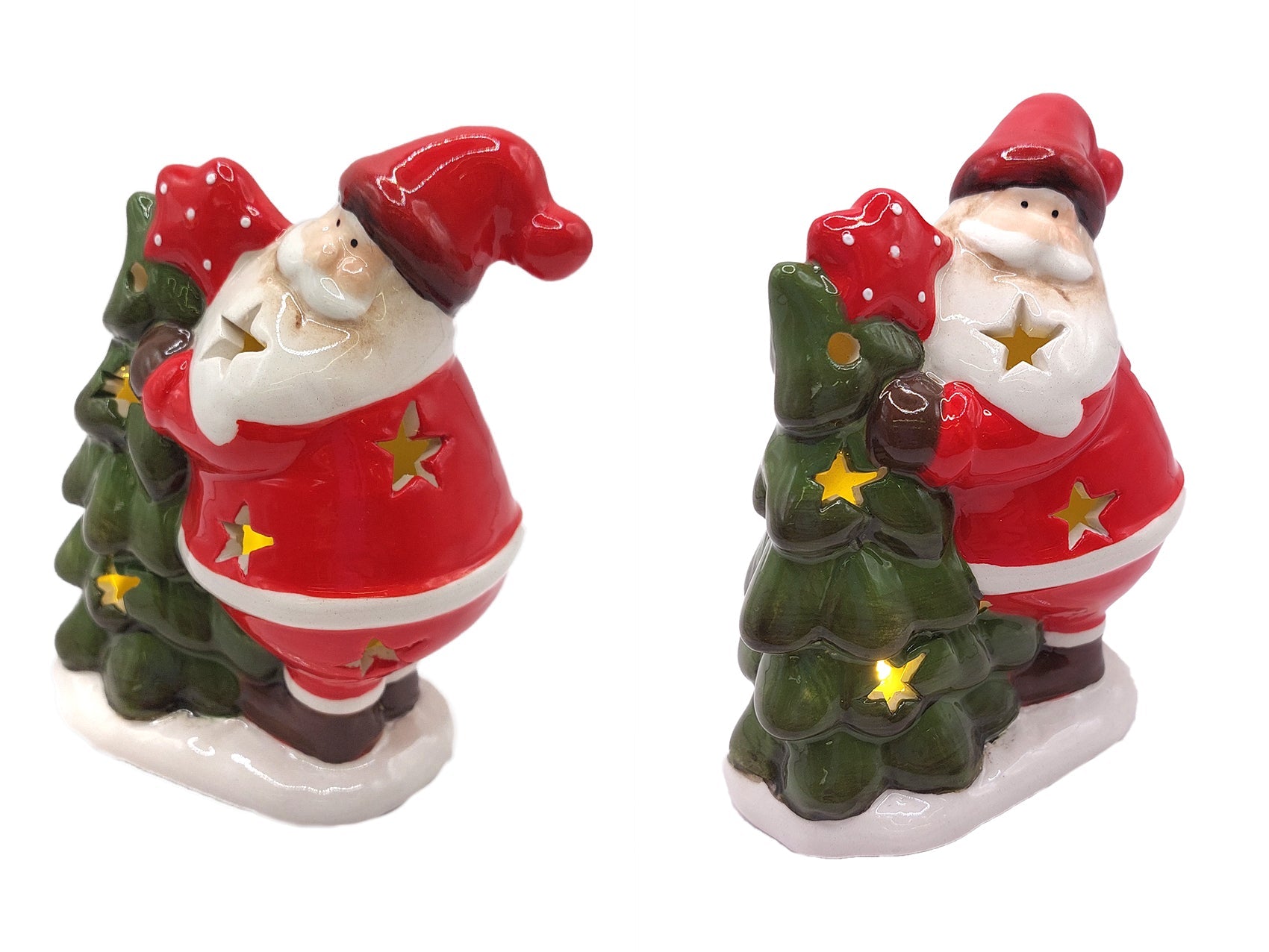 Christmas Ceramic Ornament - Santa with Christmas Tree by Wizardi F07N7-7-2