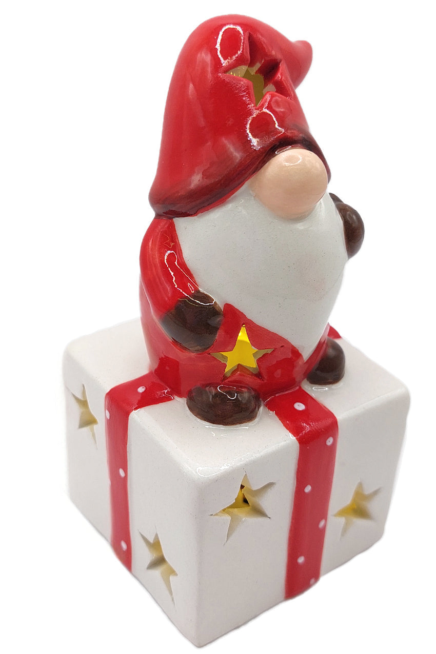 Christmas Ceramic Ornament - Christmas Gift with Gnome by Wizardi F07N7-8-3