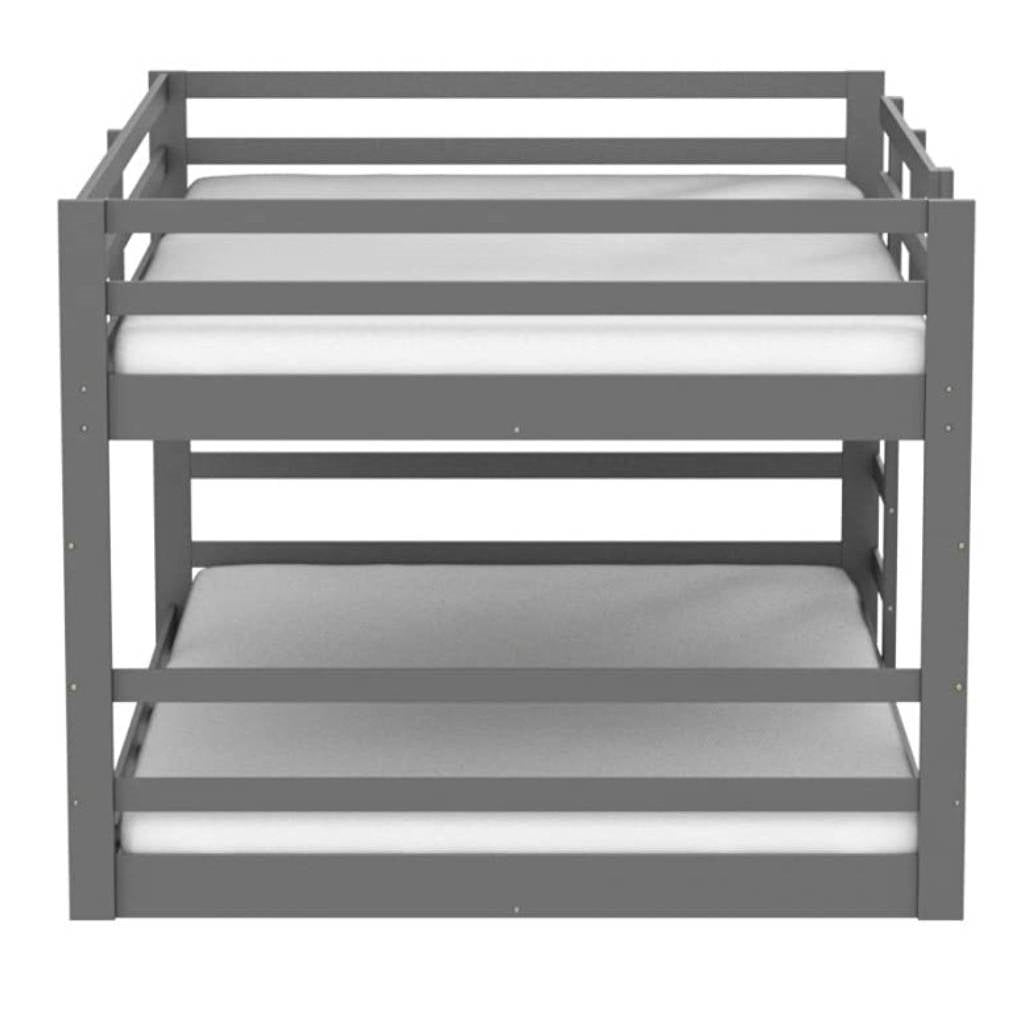 Full over Full Modern Low Profile Bunk Bed in Grey Wood Finish-4