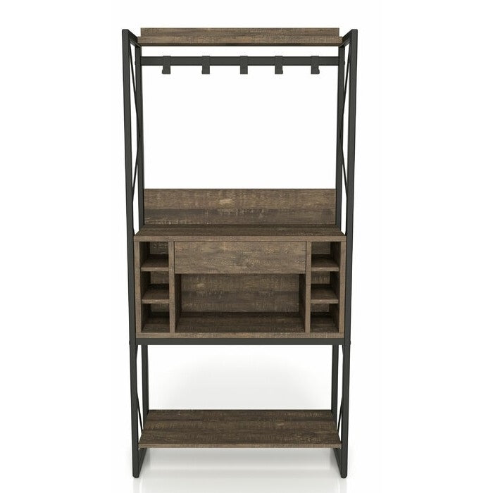 Farmhouse Oak Iron Baker's Wine Storage Rack-2