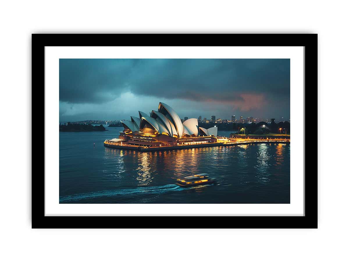 Opera House Black and  white Framed Print-0