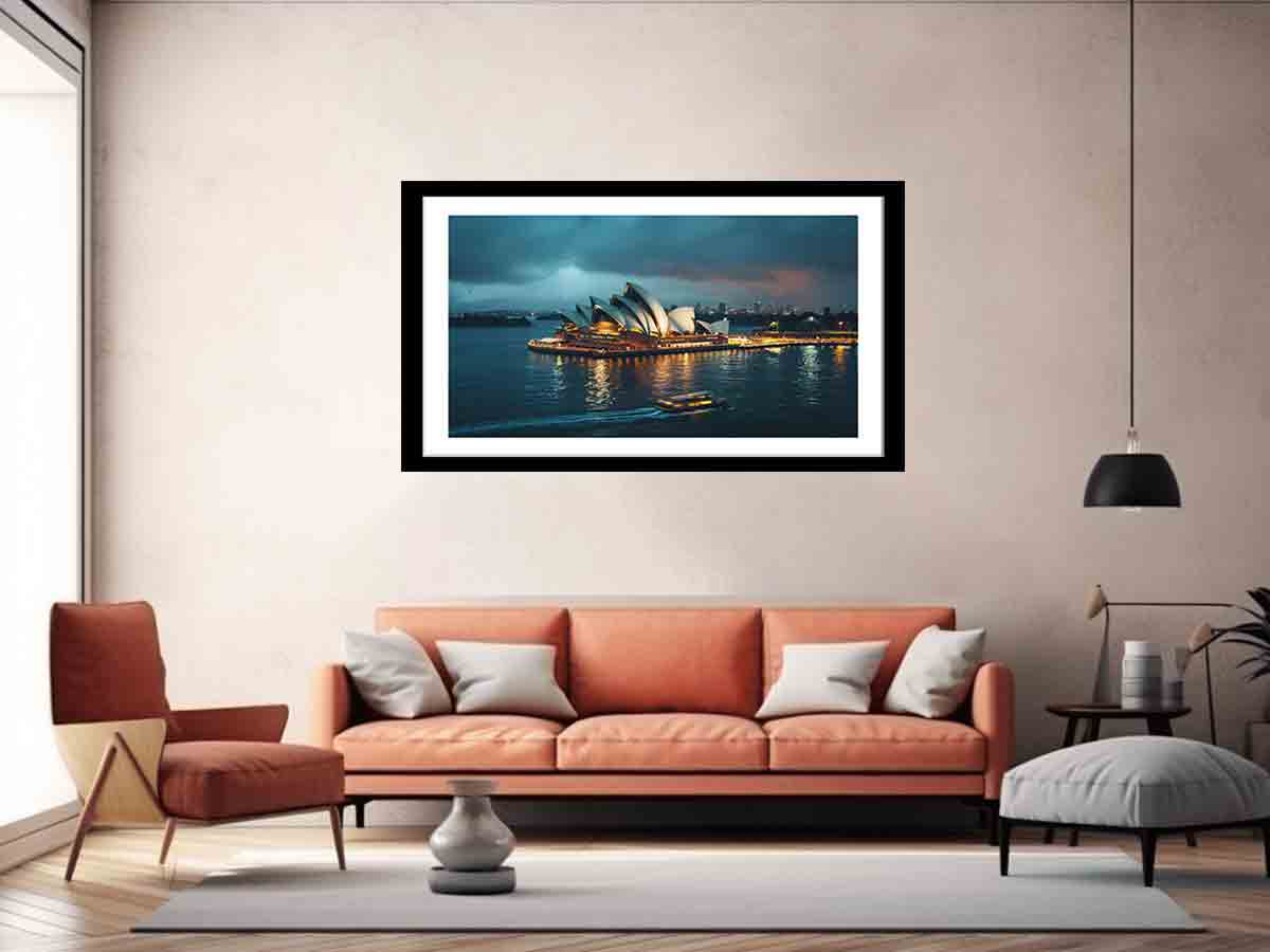 Opera House Black and  white Framed Print-4