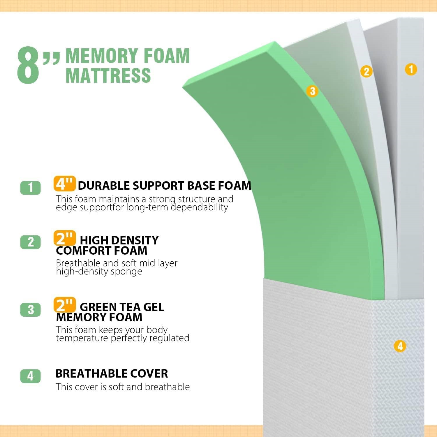 Full size 8-inch Thick Medium Firm Cool Gel Memory Foam Mattress-1