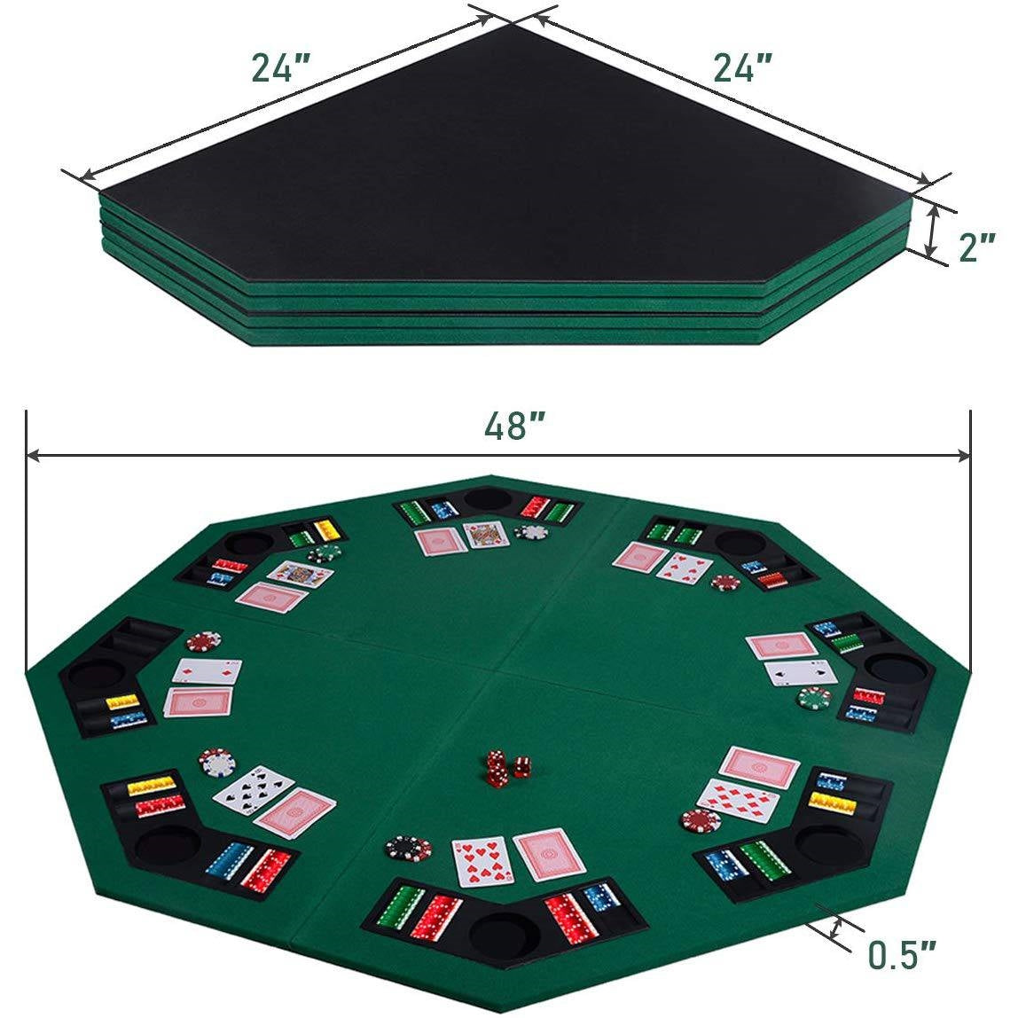 Folding 48-inch Octagon 8 Player Poker Table Top with Carry Case-2