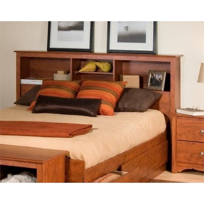 Full / Queen size Bookcase Headboard in Cherry Wood Finish-1