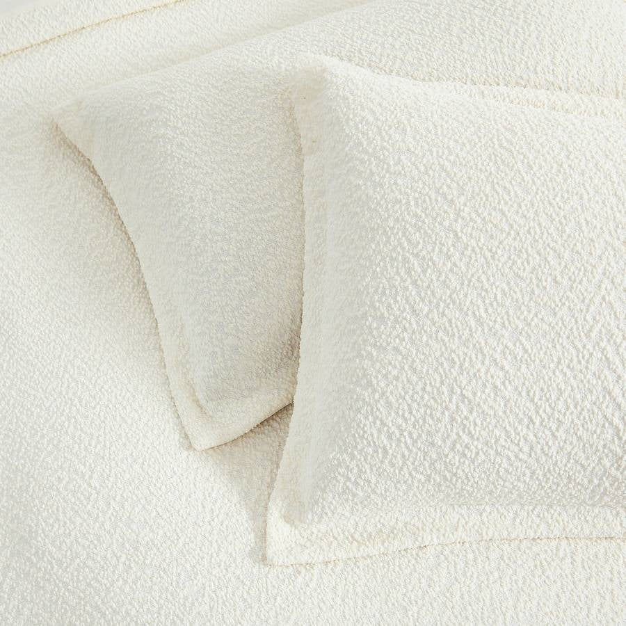 Full / Queen 3-Piece Off White Boucle Duvet Cover Set-4