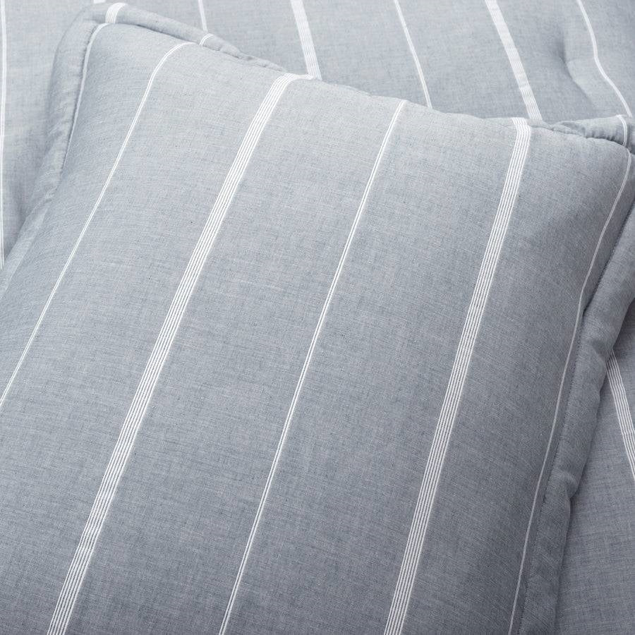 Full/Queen Blue Grey Off-White Stripe 3-Piece Lightweight Comforter Set-2