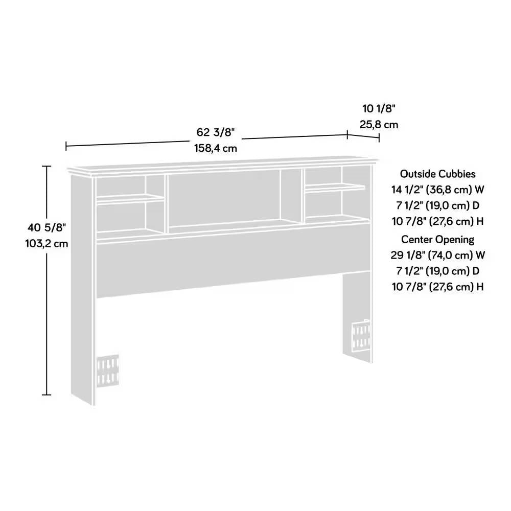 Full / Queen size Farmhouse Bookcase Headboard in Grey White Wood Finish-4