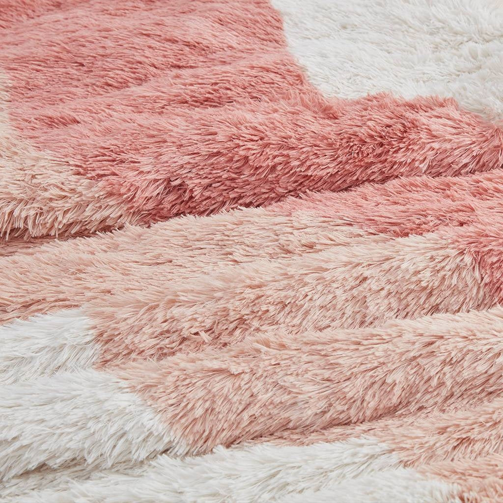 Full/Queen Pink Blush White Reversible Soft Sherpa Faux Fur 3-PC Comforter Set-4