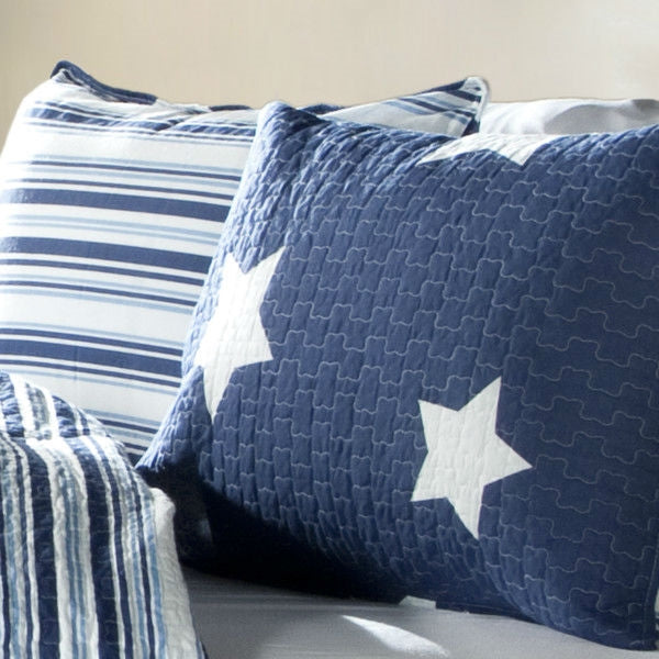 Full / Queen Navy Stars And Stripes At Night Quilt Coverlet Bedspread Set-2