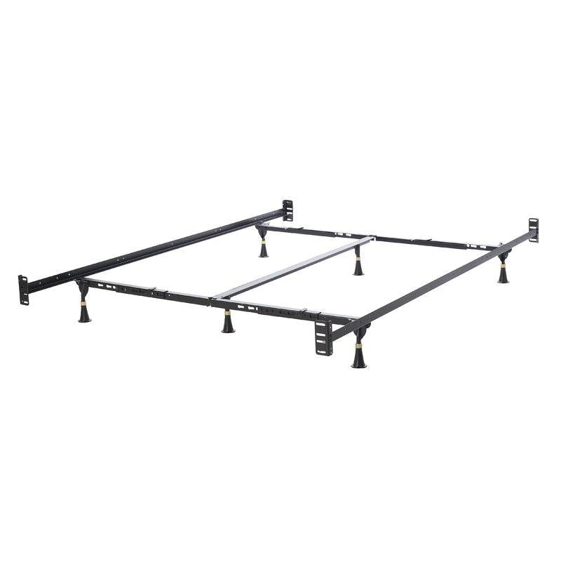 Queen/King Adjustable Metal Bed Frame with Headboard Footboard Brackets-0