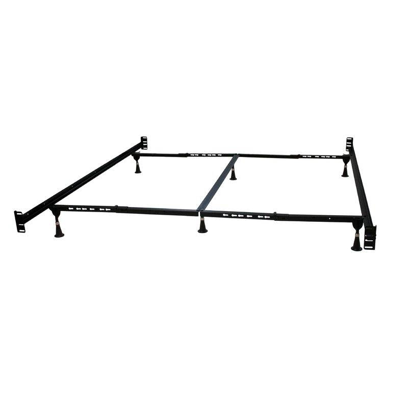 Queen/King Adjustable Metal Bed Frame with Headboard Footboard Brackets-1