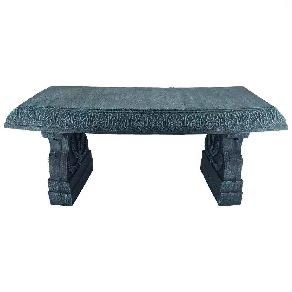 Black Fiber-Clay Resin Outdoor Garden Bench in Stone Finish-1