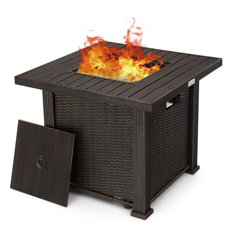 Outdoor Square Propane Gas Fire Pit Table with Adjustable Flame-0