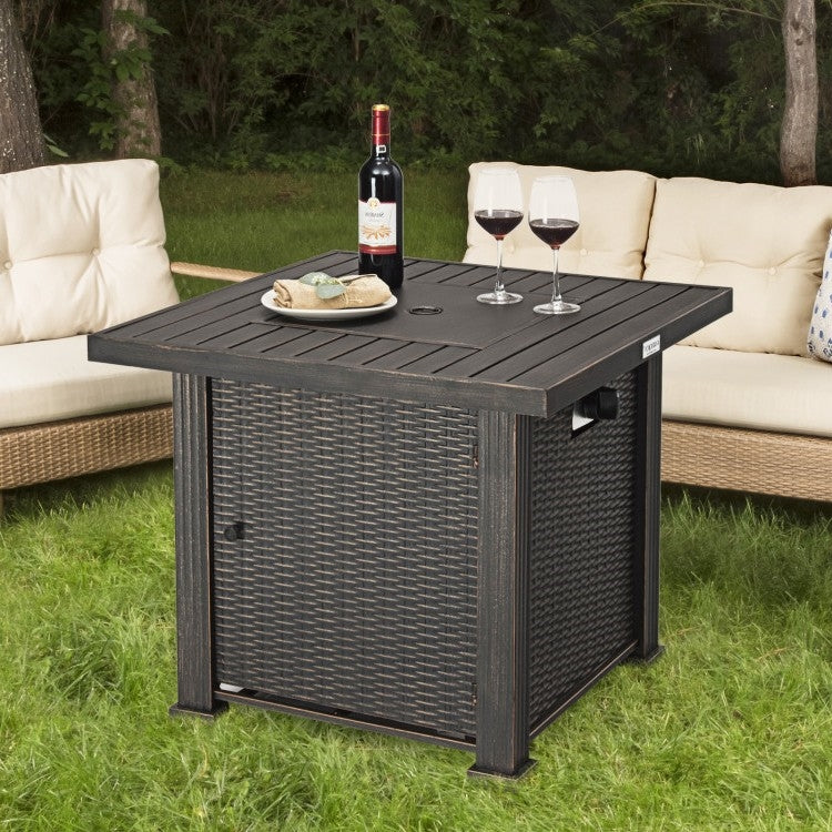 Outdoor Square Propane Gas Fire Pit Table with Adjustable Flame-1