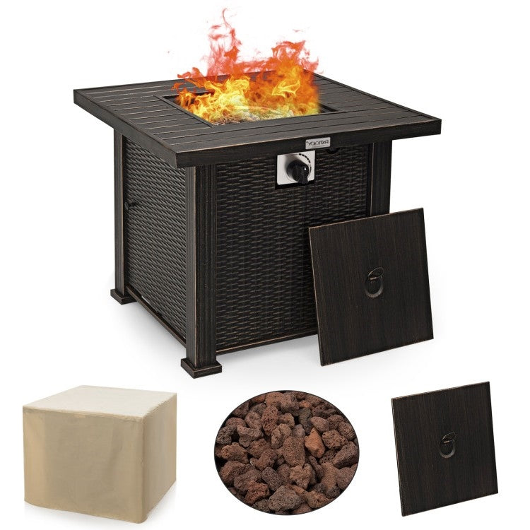 Outdoor Square Propane Gas Fire Pit Table with Adjustable Flame-2