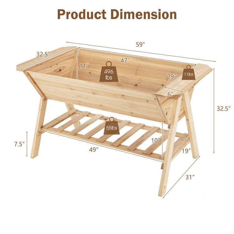 Farmhouse 2 Tier Large Outdoor Natural Wooden 5-ft Raised Garden Bed Planter Box-4