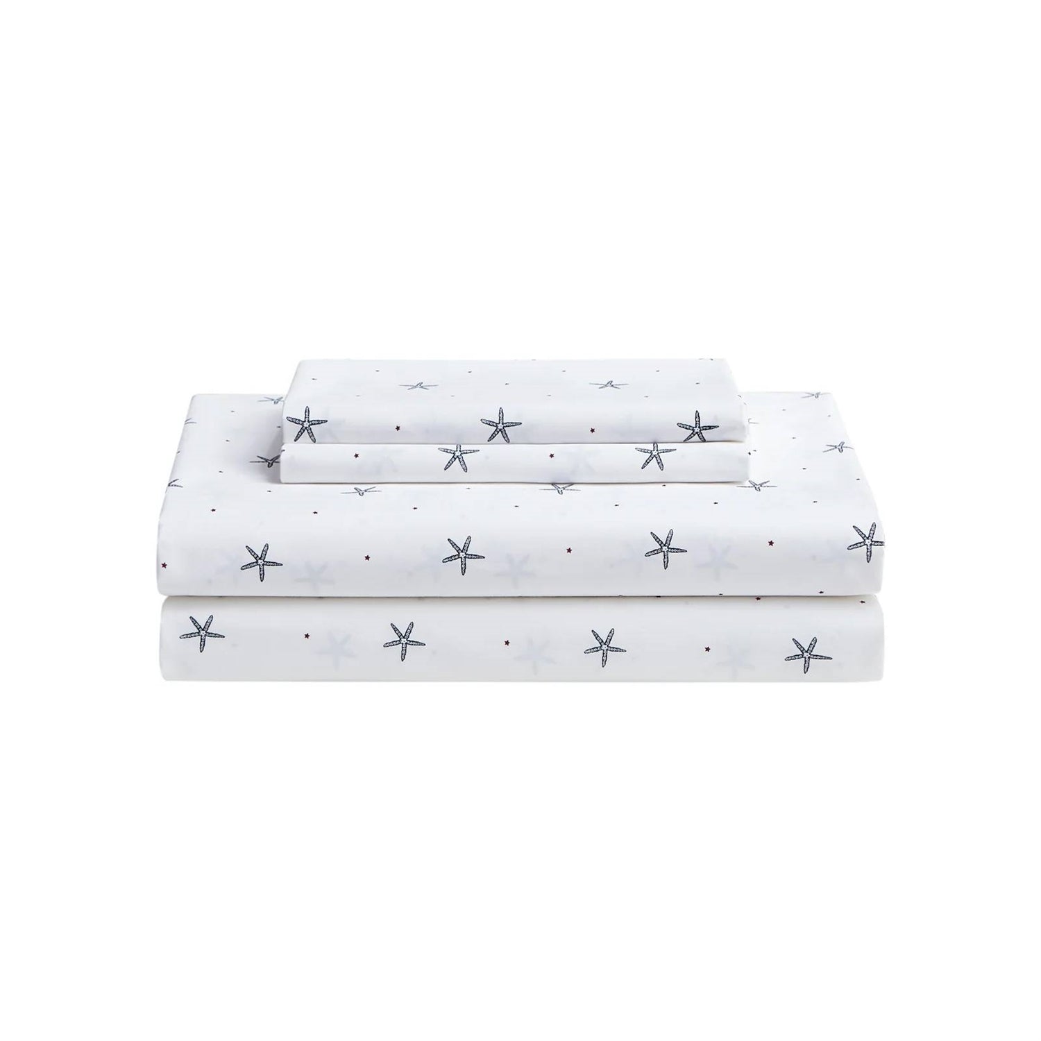 Full size Coastal Beach Starfish White Navy Red 100-Percent Cotton Sheet Set-2