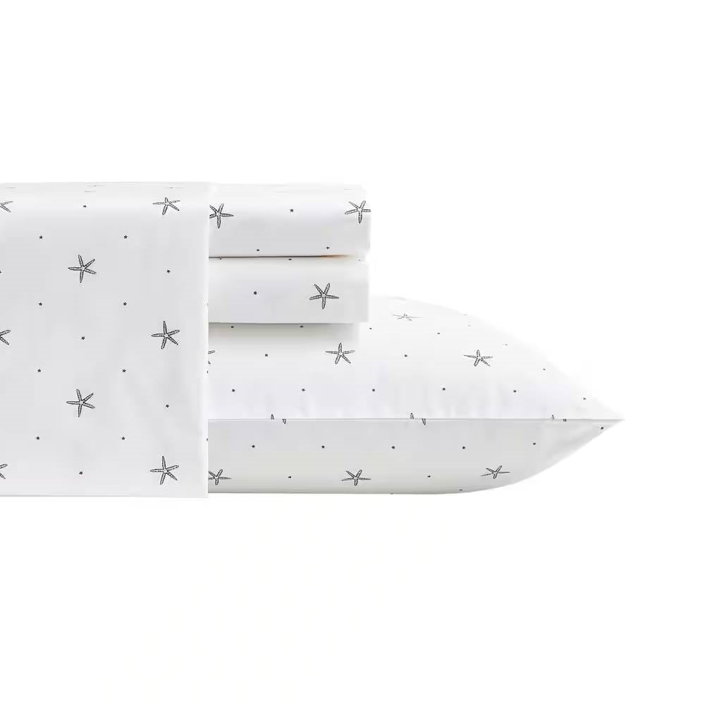 Full size Coastal Beach Starfish White Navy Red 100-Percent Cotton Sheet Set-4