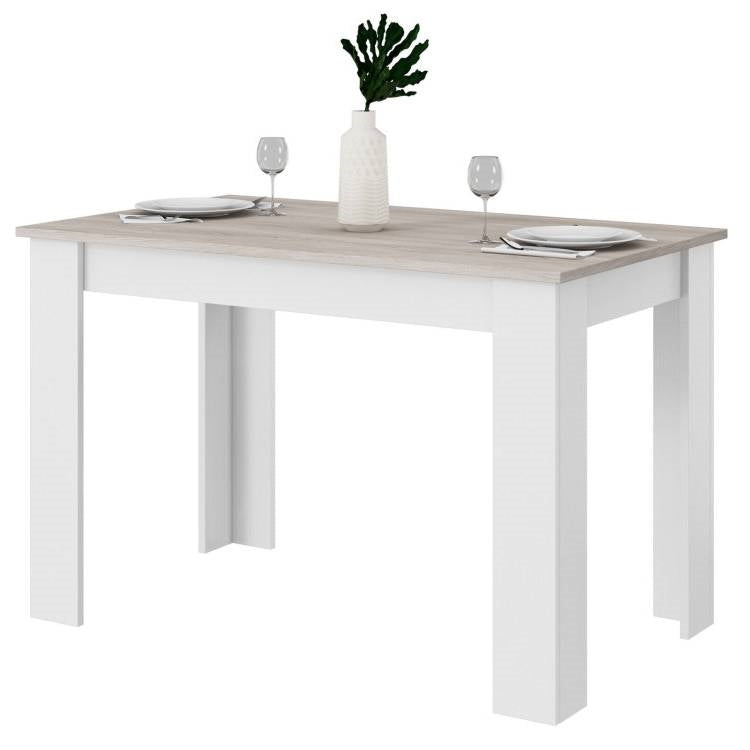 47-inch Kitchen Dining Table or Computer Desk in White Light Grey Wood Finish-1