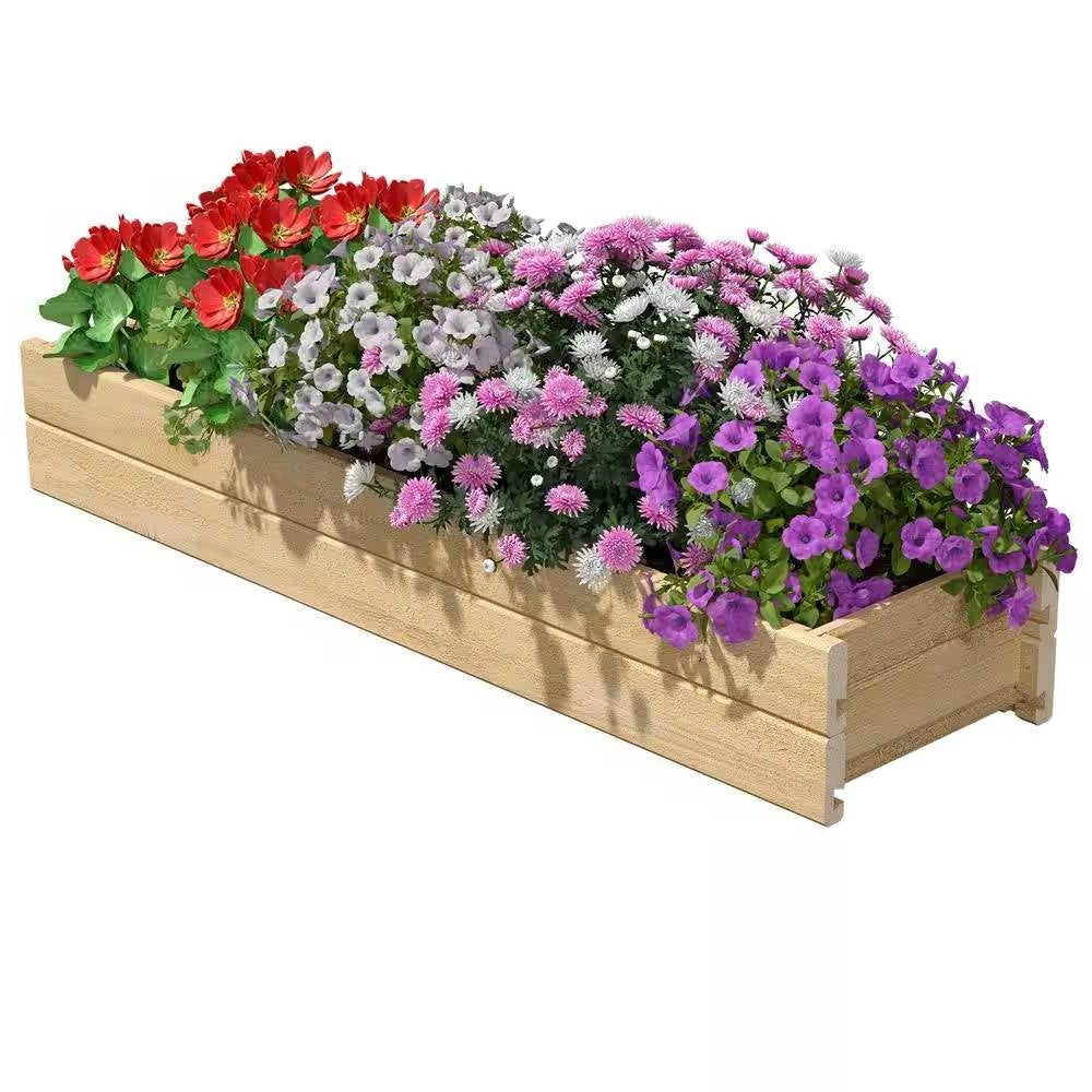 Unfinished Cedar Wood Garden Planter Box 46-inch x 11-inch - Made in USA-0