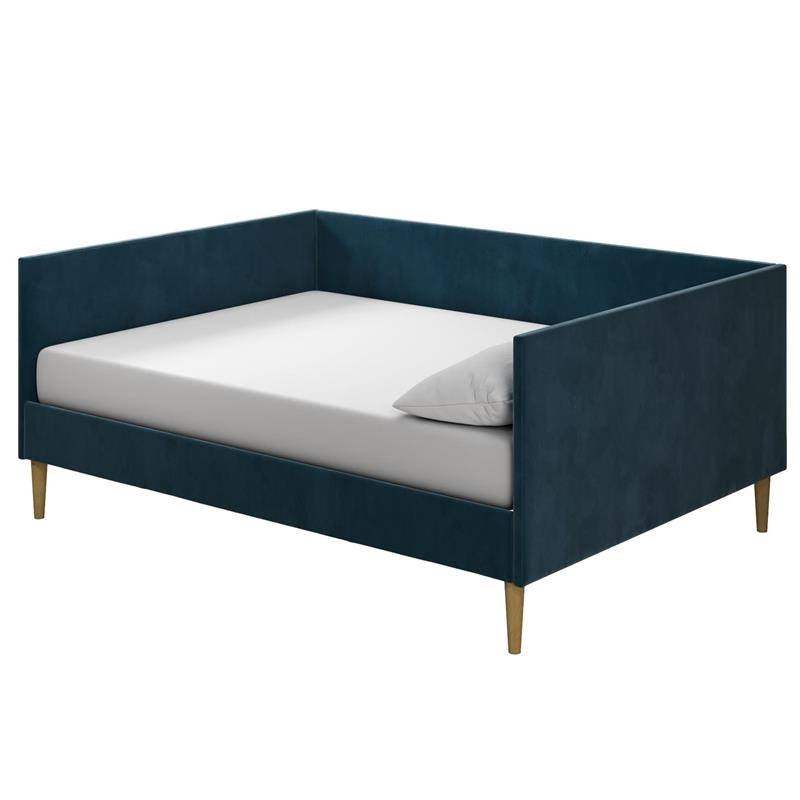 Full size Modern Navy Blue Upholstered Daybed-0