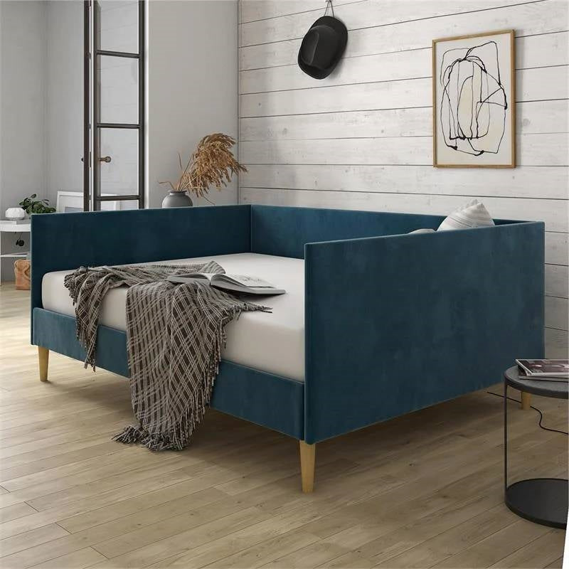 Full size Modern Navy Blue Upholstered Daybed-2