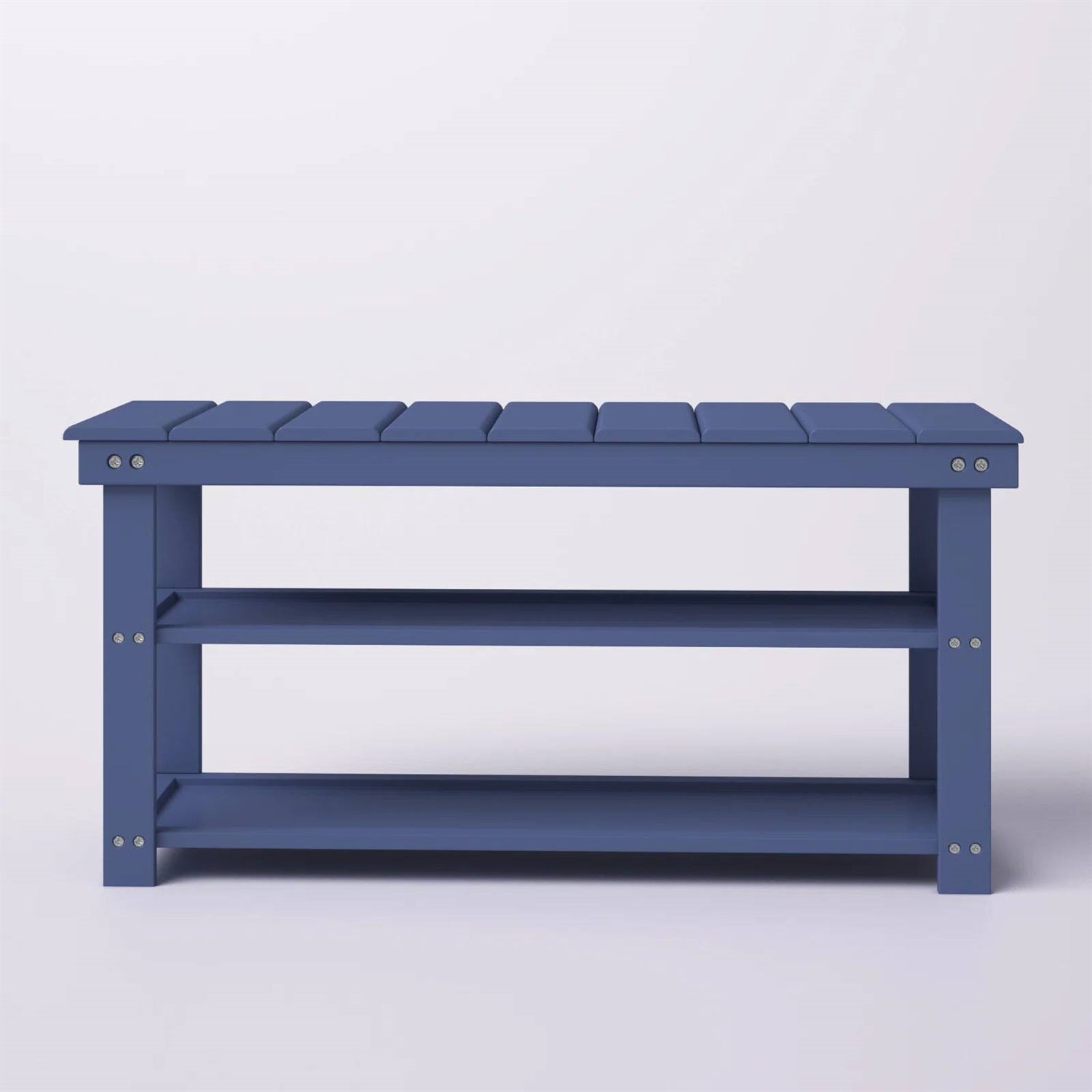 Blue Wood 2-Shelf Shoe Rack Storage Bench - 150 lbs. Weight Capacity-2