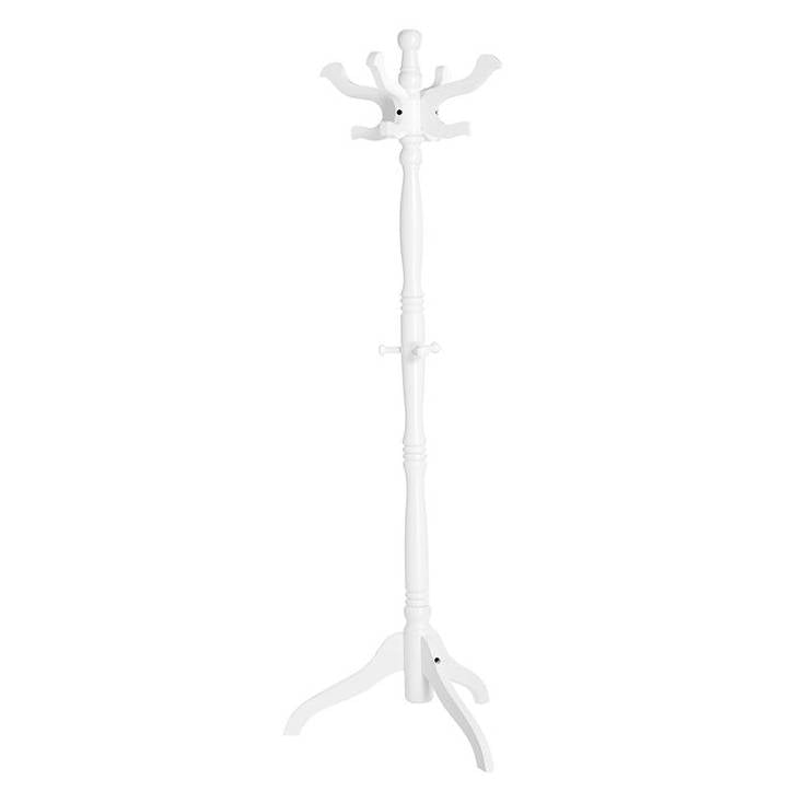 Traditional Classic Solid Wood Coat Rack in White Finish-1