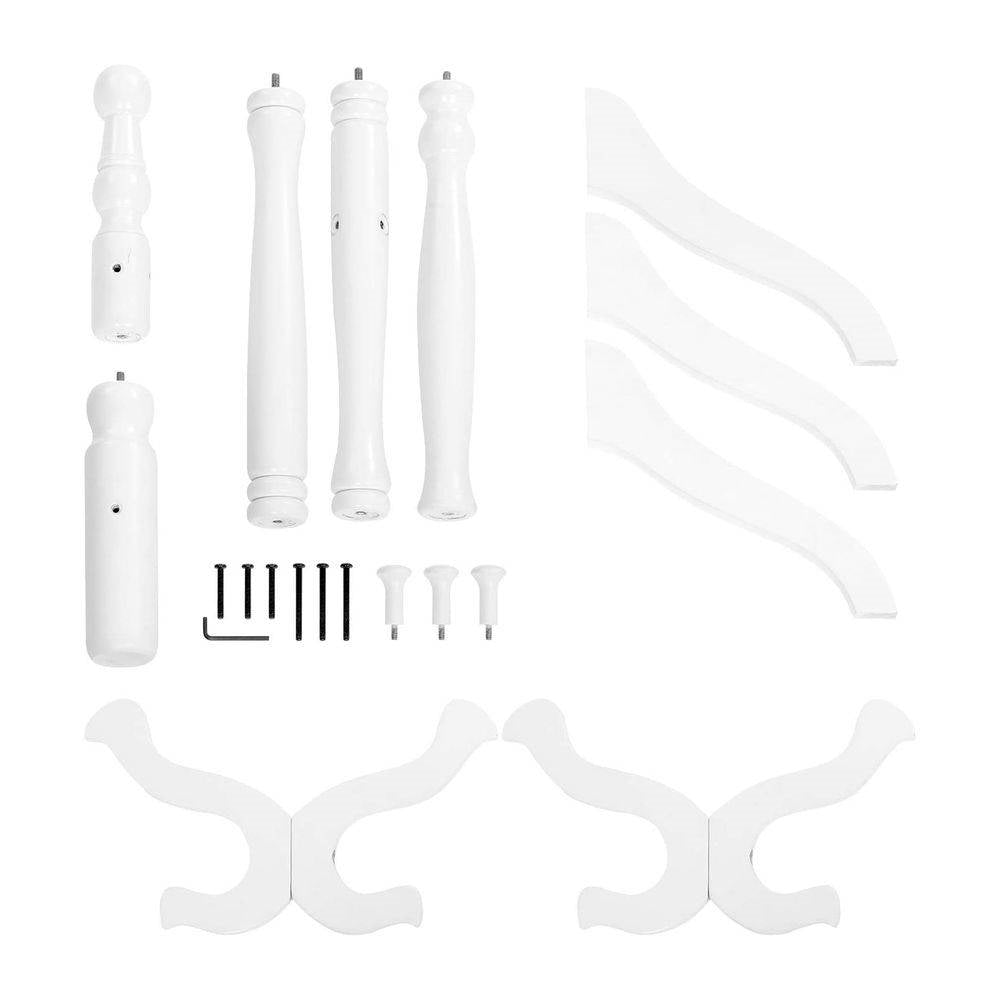 Traditional Classic Solid Wood Coat Rack in White Finish-4