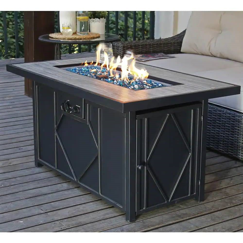 42-inch Outdoor Propane Gas Fire Pit Patio Table with Blue Fire Glass-1