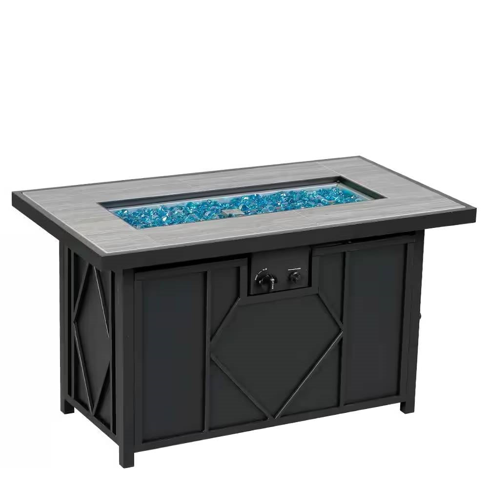 42-inch Outdoor Propane Gas Fire Pit Patio Table with Blue Fire Glass-3