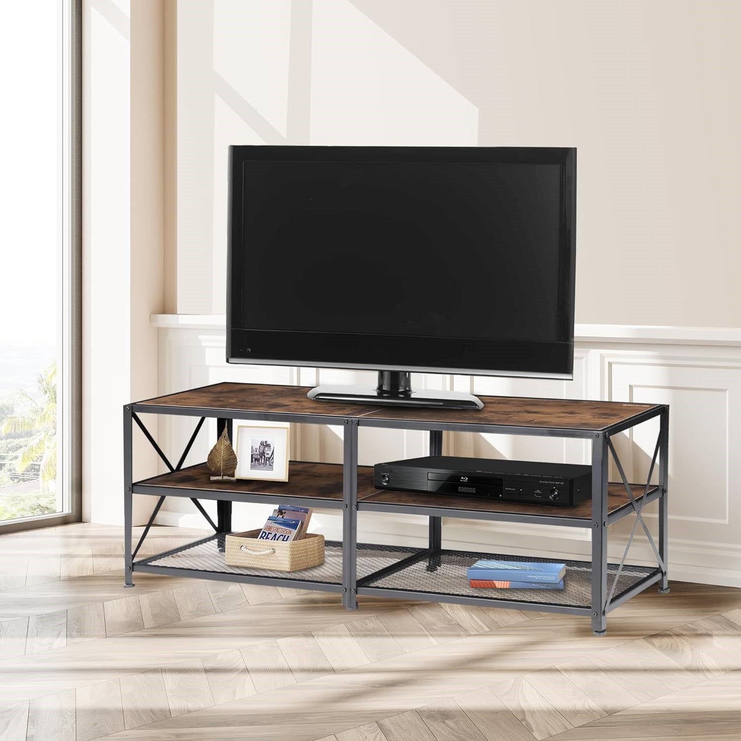 55-inch Industrial Style Metal Wood TV Stand for TV up to 65-inch-0