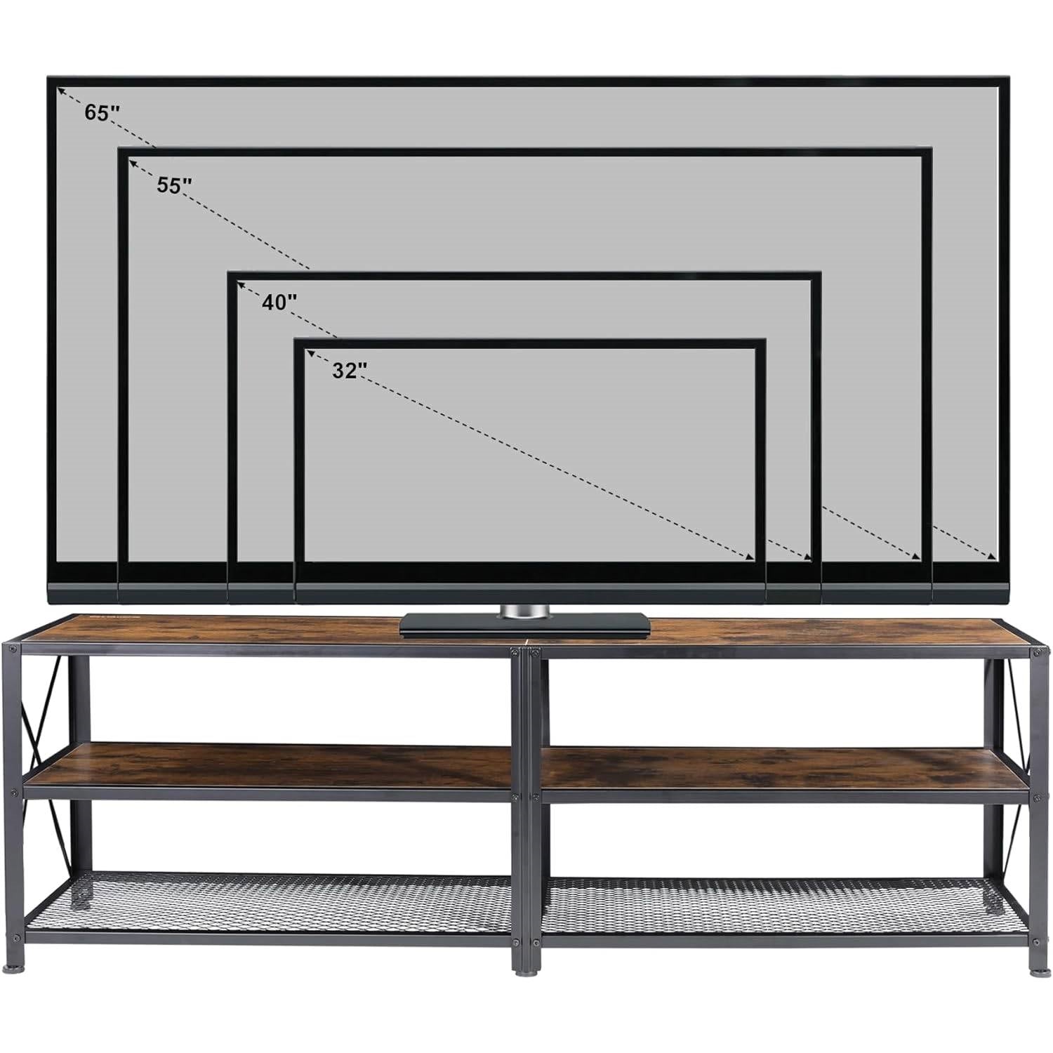 55-inch Industrial Style Metal Wood TV Stand for TV up to 65-inch-3