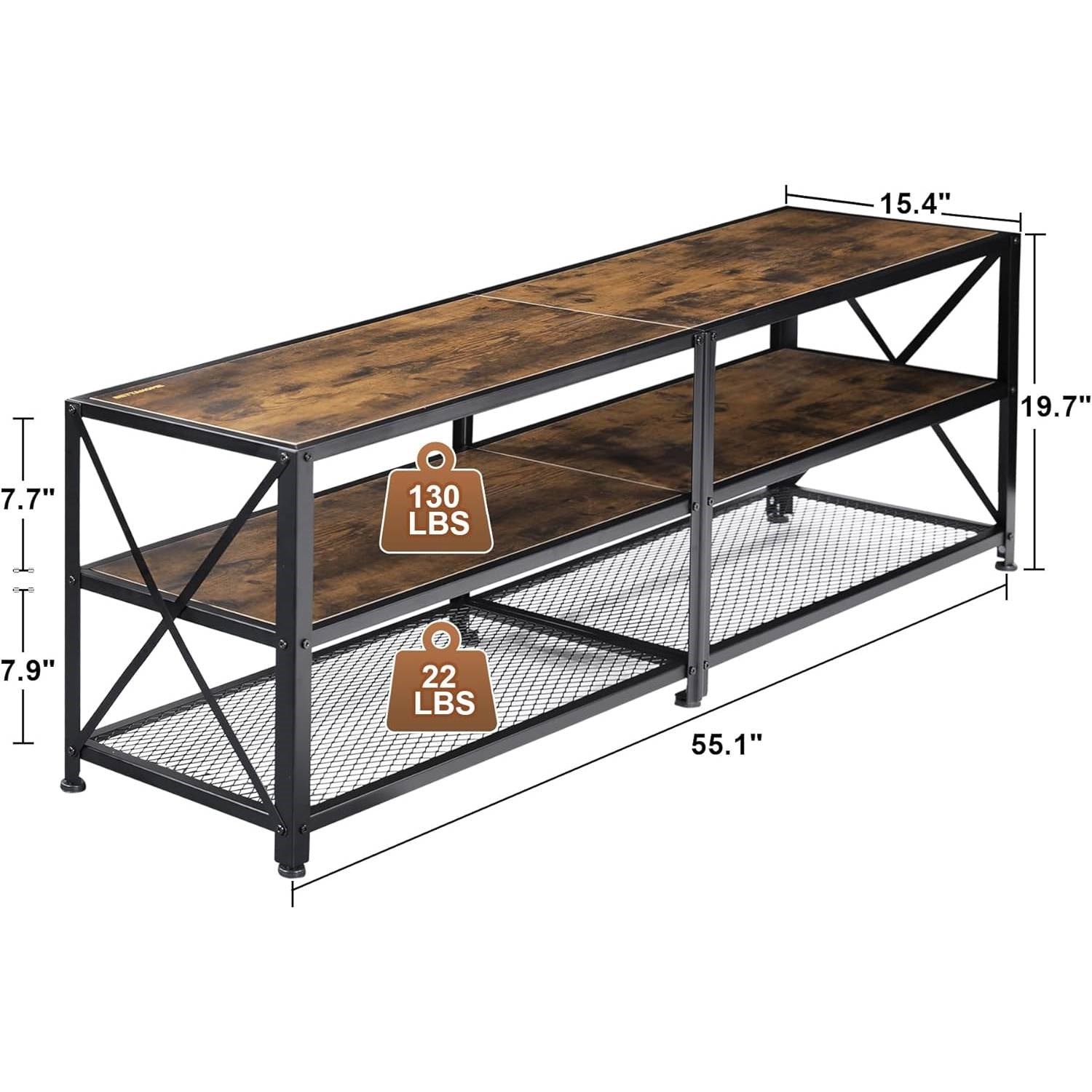 55-inch Industrial Style Metal Wood TV Stand for TV up to 65-inch-4