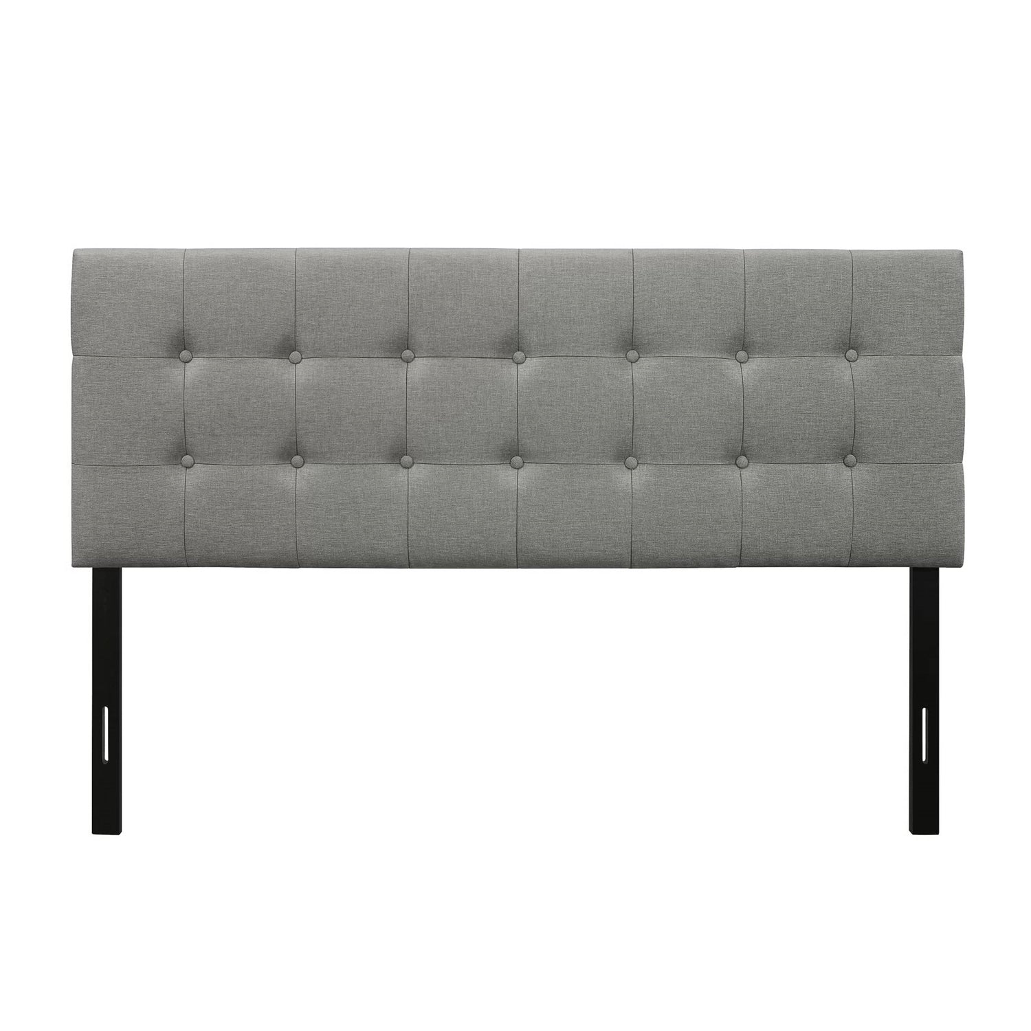 Full size Contemporary Button-Tufted Headboard in Grey Upholstered Fabric-0