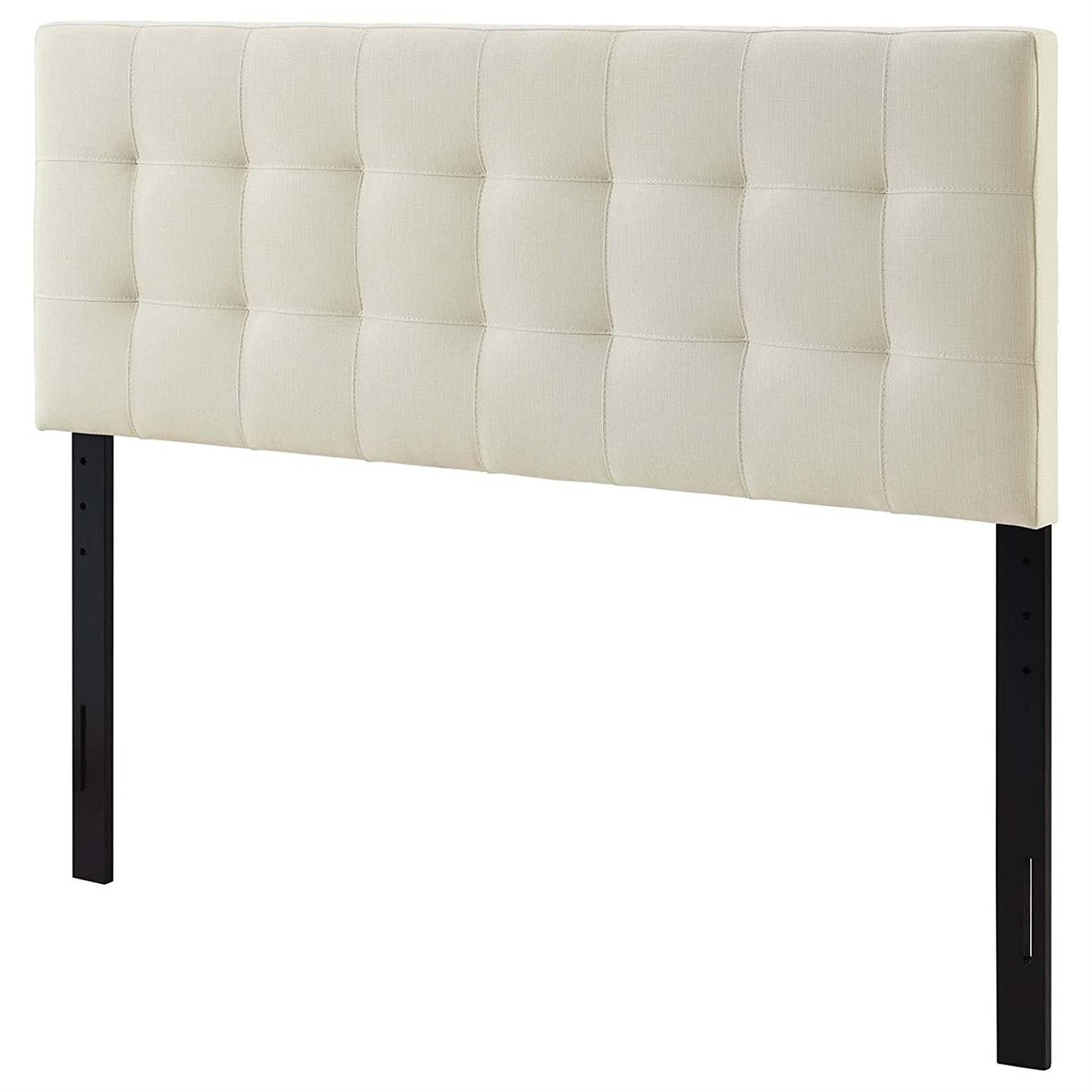 Full size Ivory Linen Fabric Upholstered Tufted Headboard-0