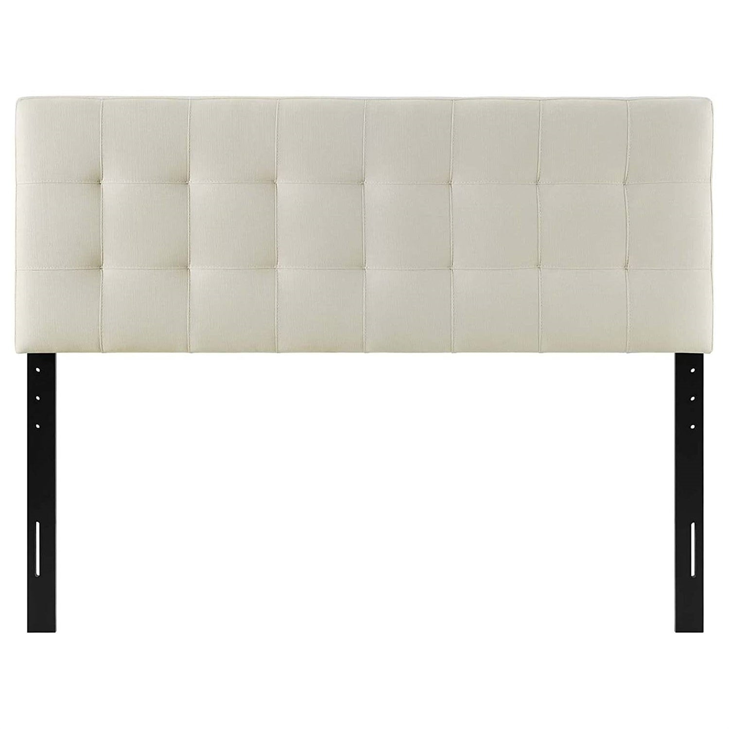 Full size Ivory Linen Fabric Upholstered Tufted Headboard-2