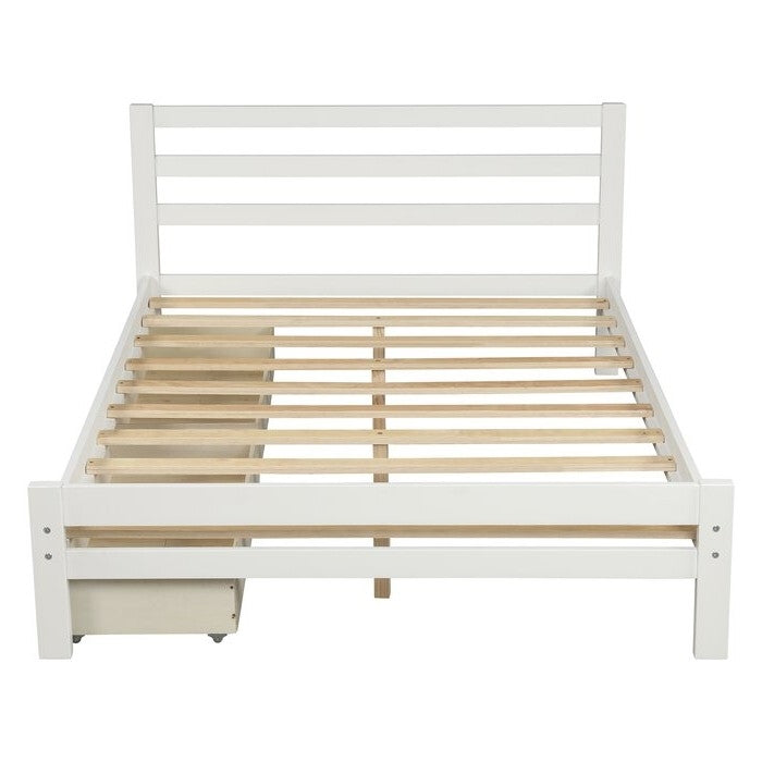 Full size White Low Profile 2 Drawer Storage Platform Bed-0