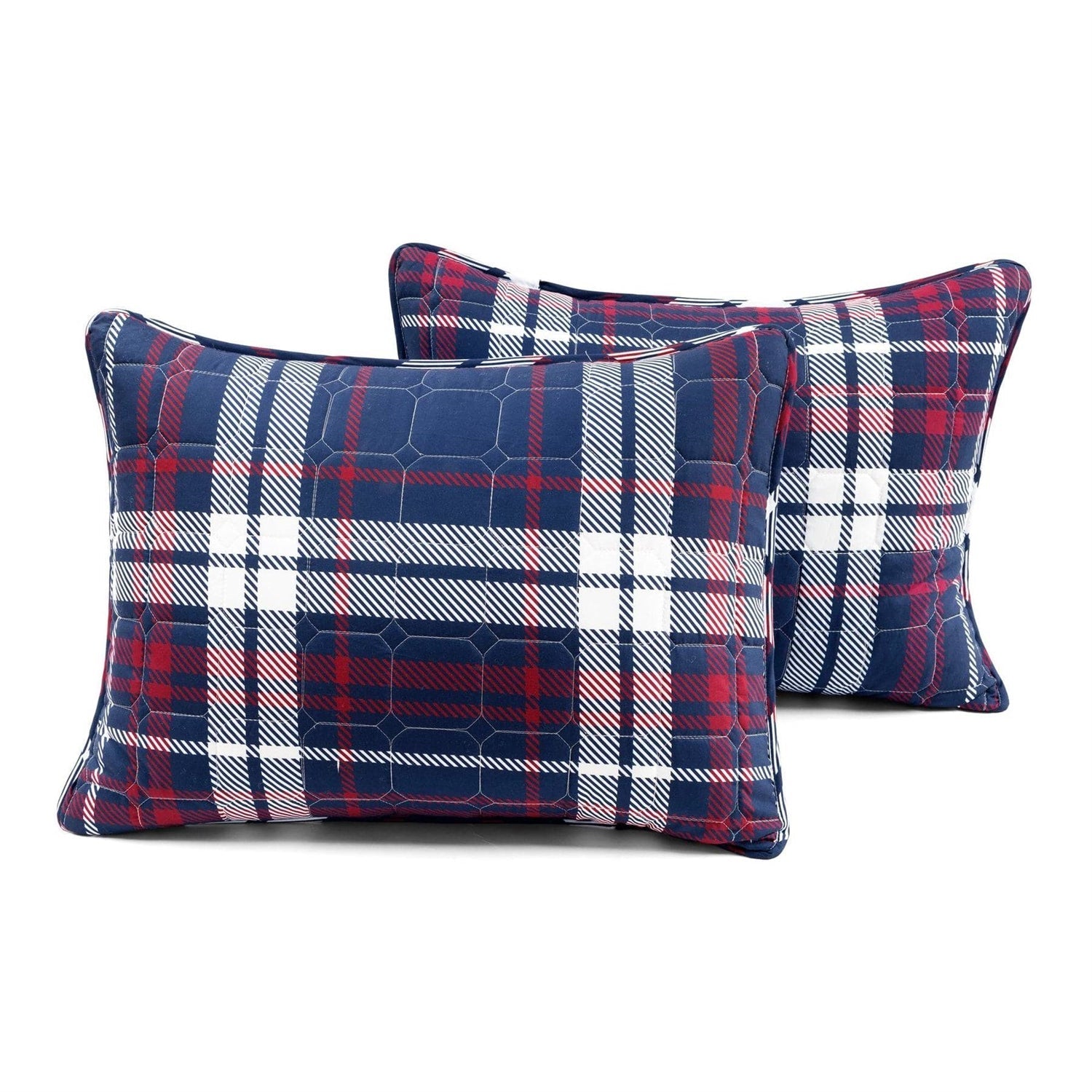 Full/Queen Farmhouse Plaid 3 Piece Lightweight Reversible Quilt Set-4