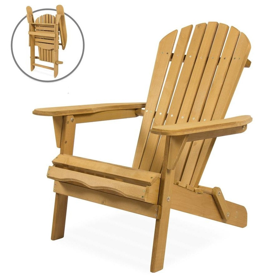 All Weather Adirondack Large Foldable Chair Natural Finish-0