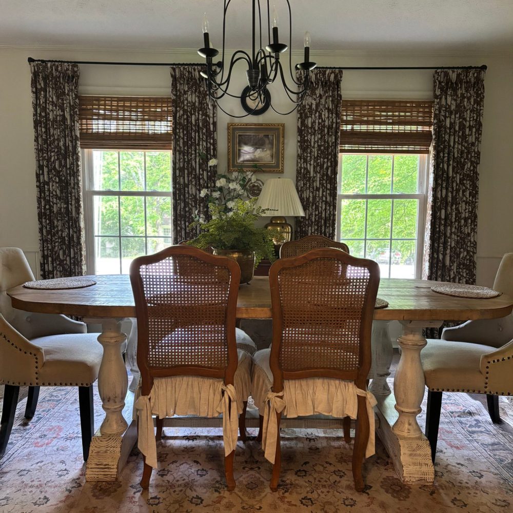 Faiga Vintage Style Brown Floral Jacquard Curtains