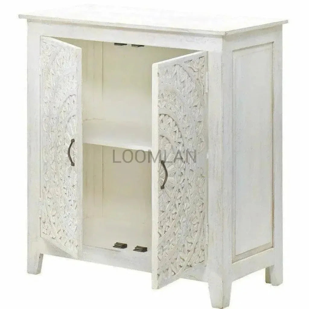 Feyloren White Wash Lace Mandala Accent Cabinet