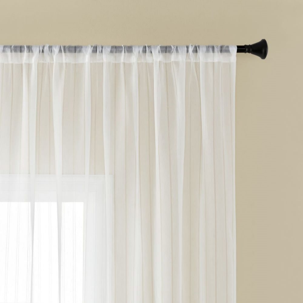 Fiadh White Vertical Striped Sheer Curtains