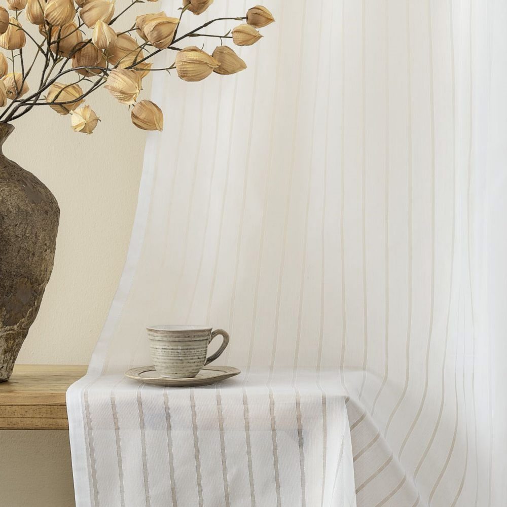 Fiadh White Vertical Striped Sheer Curtains