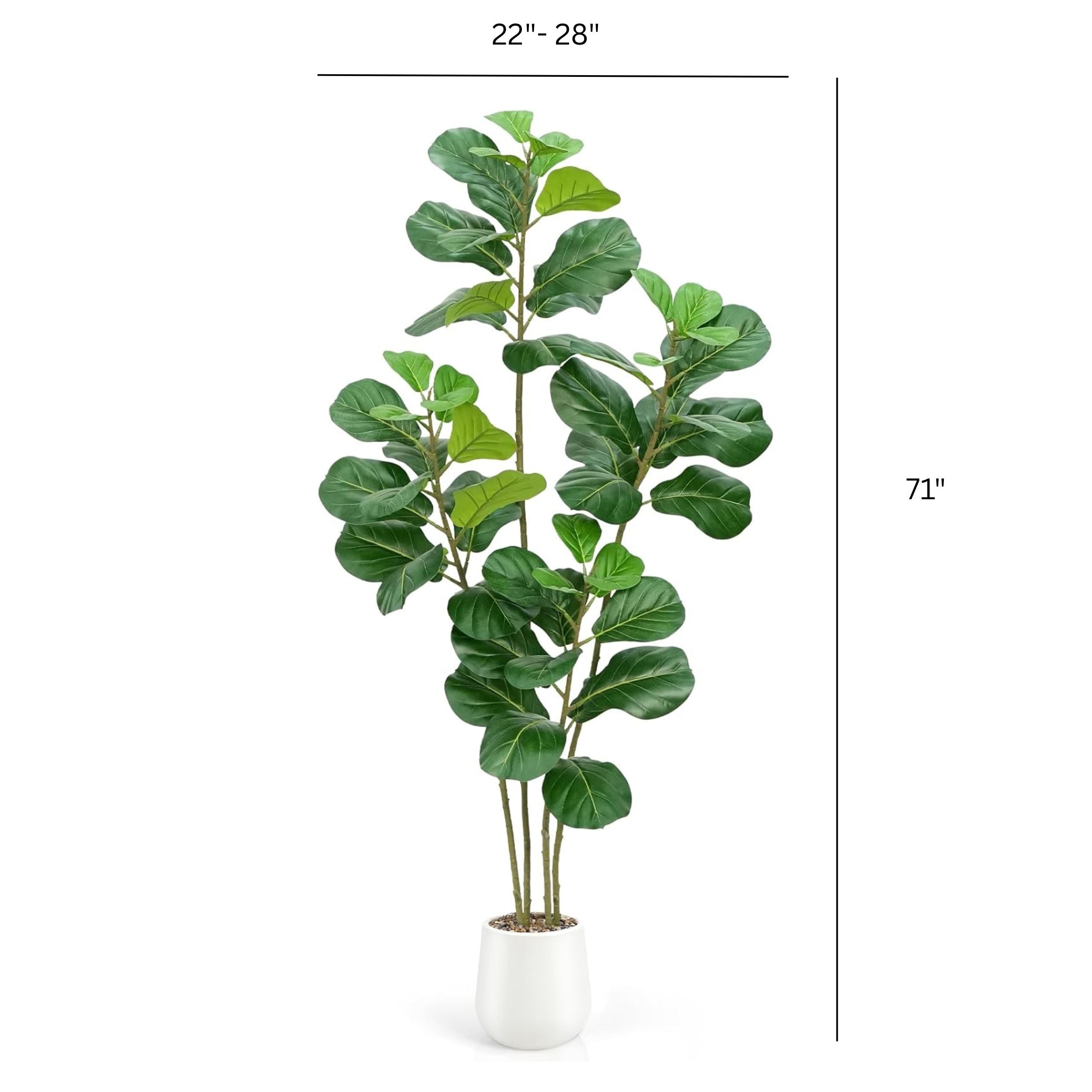 Faux Fiddle Leaf Fig Tree In White Planter 6'-2