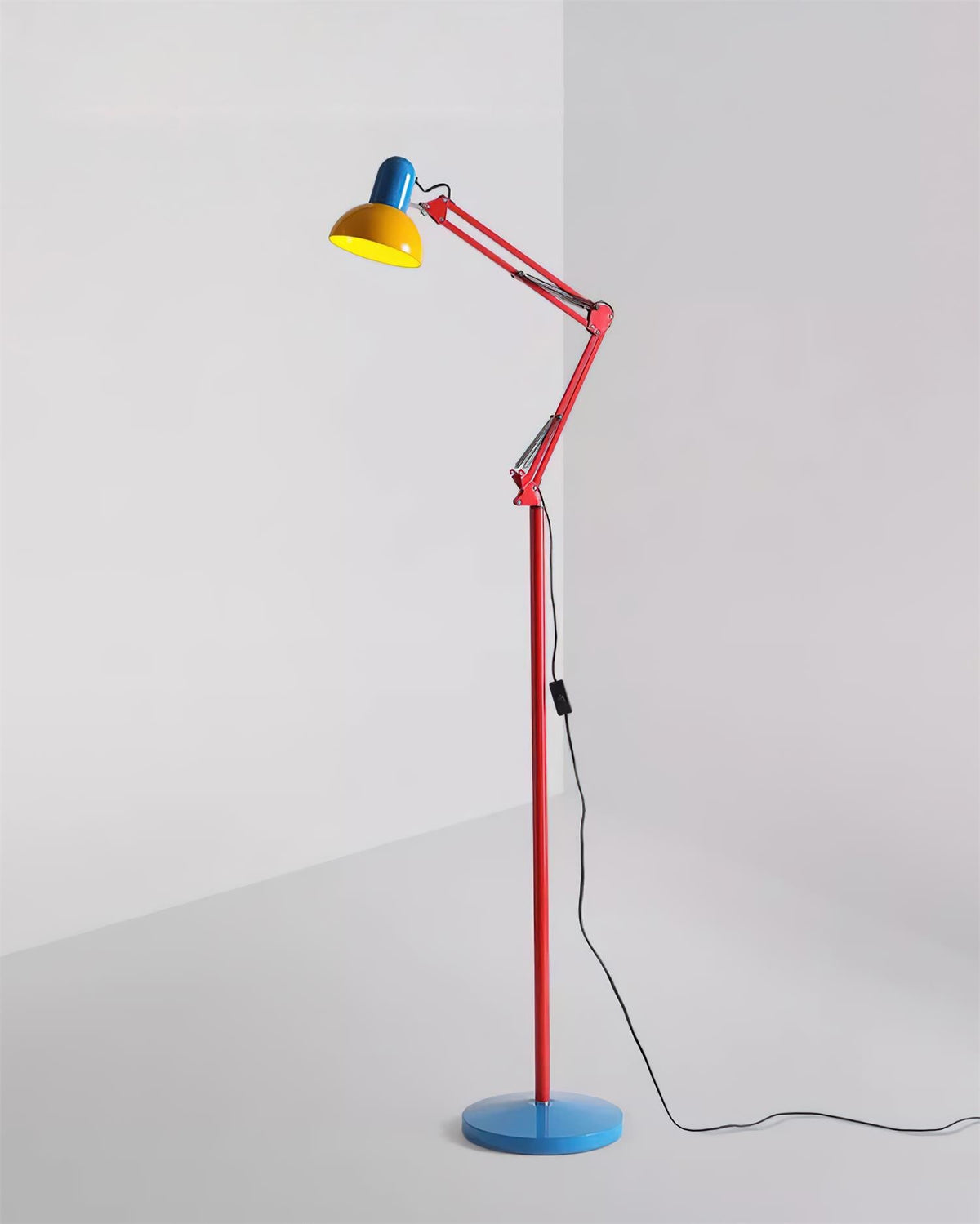Memphis Style Arc Floor Lamp with Adjustable Arm | Bold Color Block Light