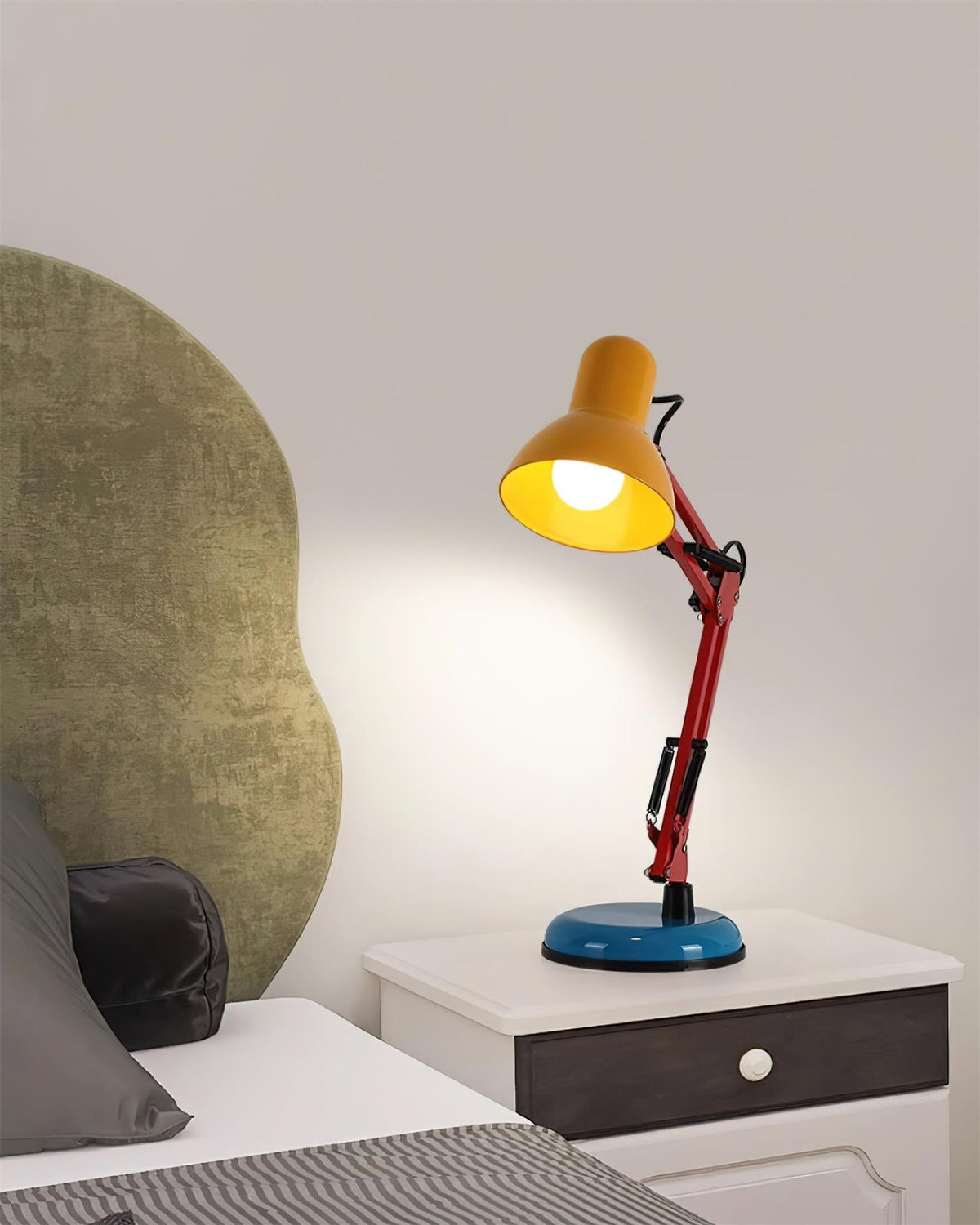Primo | Memphis Style Adjustable Arm Table Lamp with Color Block Design for Desk Reading